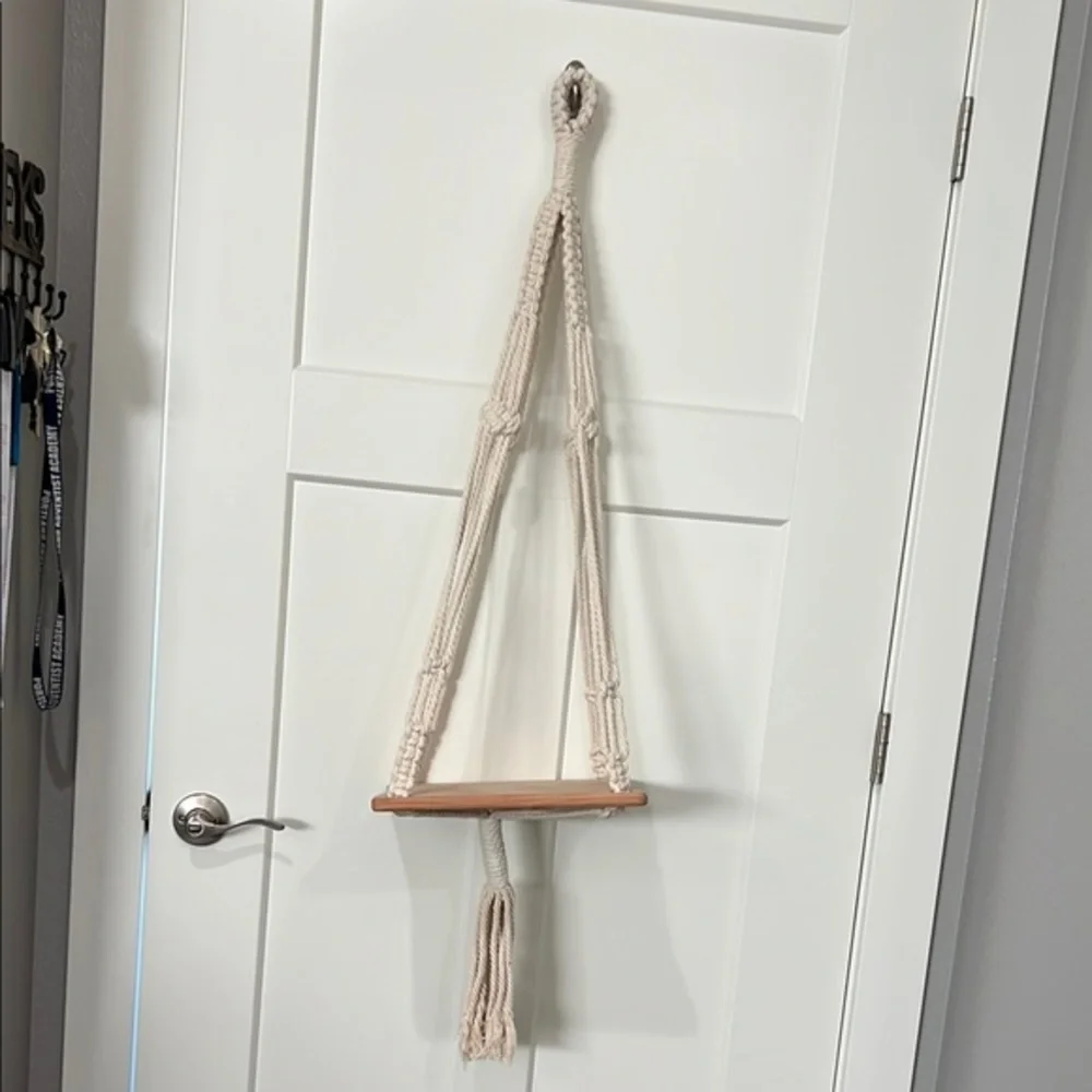 Macrame Hanging Shelf - Cream and Brown